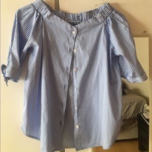 Off the shoulder button down blouse